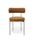 2 stoelen ADELE mosterdgele bouclé stof chromen poten — 52x45,5x76,5 cm
