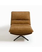 Draaistoel met zwarte voet NAPA geweven stof soft touch caramel — 81x95x90cm