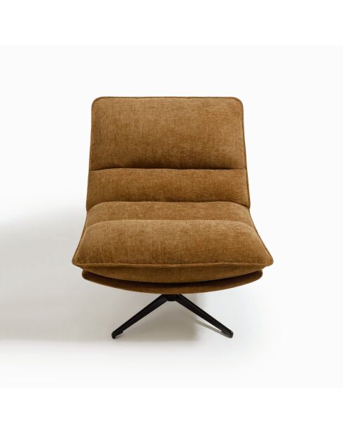 Draaistoel met zwarte voet NAPA geweven stof soft touch caramel — 81x95x90cm