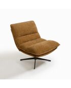 Draaistoel met zwarte voet NAPA geweven stof soft touch caramel — 81x95x90cm