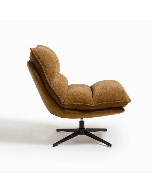 Draaistoel met zwarte voet NAPA geweven stof soft touch caramel — 81x95x90cm