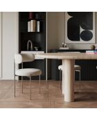 2 Chaises ADELE tissu bouclette crème pieds chrome - 52x45.5x76.5 cm