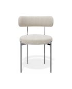 2 Chaises ADELE tissu bouclette crème pieds chrome - 52x45.5x76.5 cm
