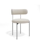2 Chaises ADELE tissu bouclette crème pieds chrome - 52x45.5x76.5 cm