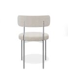 2 Chaises ADELE tissu bouclette crème pieds chrome - 52x45.5x76.5 cm