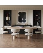 2 Chaises ADELE tissu bouclette crème pieds chrome - 52x45.5x76.5 cm