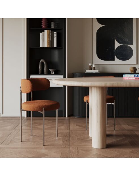 2 stoelen ADELE, terracotta krulstof, chromen poten — 52x45,5x76,5 cm