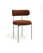 2 stoelen ADELE, terracotta krulstof, chromen poten — 52x45,5x76,5 cm