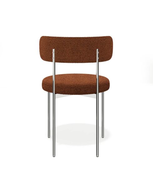 2 stoelen ADELE, terracotta krulstof, chromen poten — 52x45,5x76,5 cm