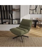 Draaistoel zwarte voet NAPA geweven stof zacht aanvoelende vintage groene stof — 81x95x90cm