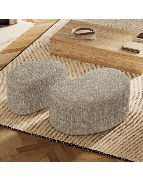 OVO Ottoman 80cm taupe geweven fluweel - 80x52x36 cm