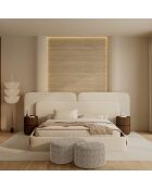 OVO Ottoman, 80 cm, aus geflochtenem Samt, 80 x 52 x 36 cm, taupefarben