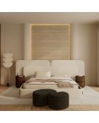 Pouf OVO 80cm velours tramé brun expresso - 80x52x36 cm