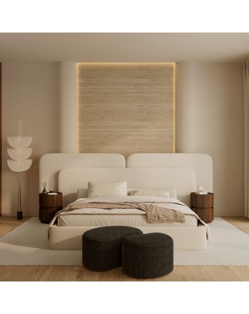 Pouf OVO 80cm velours tramé brun expresso - 80x52x36 cm