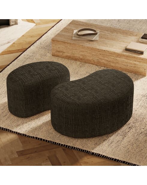 Pouf OVO 60cm velours tramé brun expresso - 60x38x38 cm