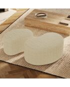 OVO Sitzhocker, 60 cm, cremefarbener Samt, 60 x 38 x 38 cm