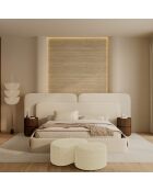 OVO Sitzhocker, 60 cm, cremefarbener Samt, 60 x 38 x 38 cm