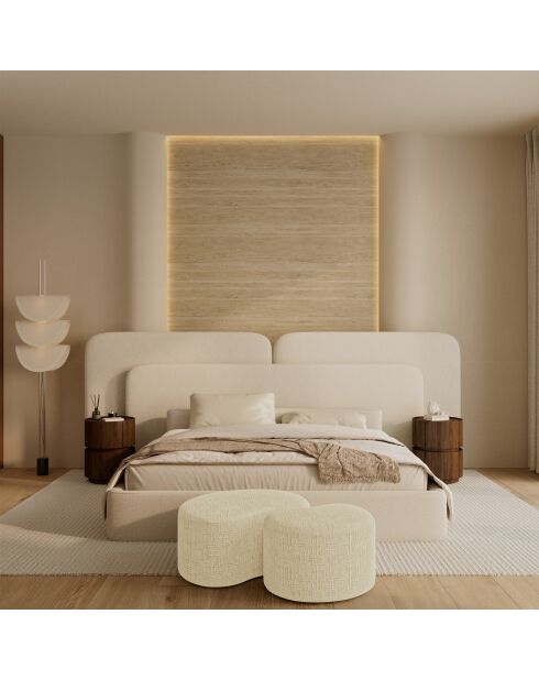 OVO Ottoman 60cm crème geweven fluweel - 60x38x38 cm