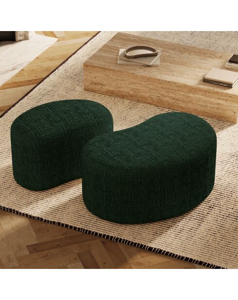 OVO Poef 80cm smaragdgroen geweven fluweel - 80x52x36 cm