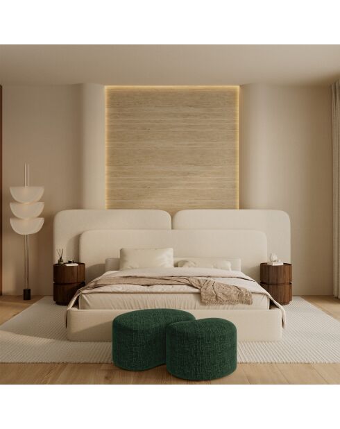 OVO Poef 80cm smaragdgroen geweven fluweel - 80x52x36 cm