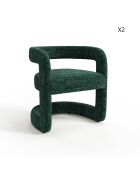 Set de 2 sillas KLAY de terciopelo tejido verde esmeralda - 53x61x71 cm