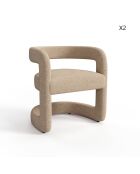 Set de 2 sillas KLAY de terciopelo de chenilla beige oscuro - 53x61x71 cm