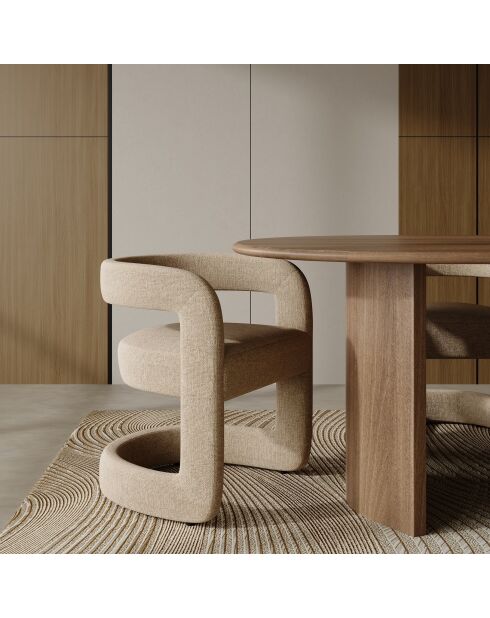 Lot de 2 chaises KLAY velours chenillé beige foncé - 53x61x71 cm