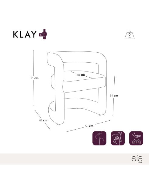 Set de 2 sillas KLAY de terciopelo de chenilla beige oscuro - 53x61x71 cm