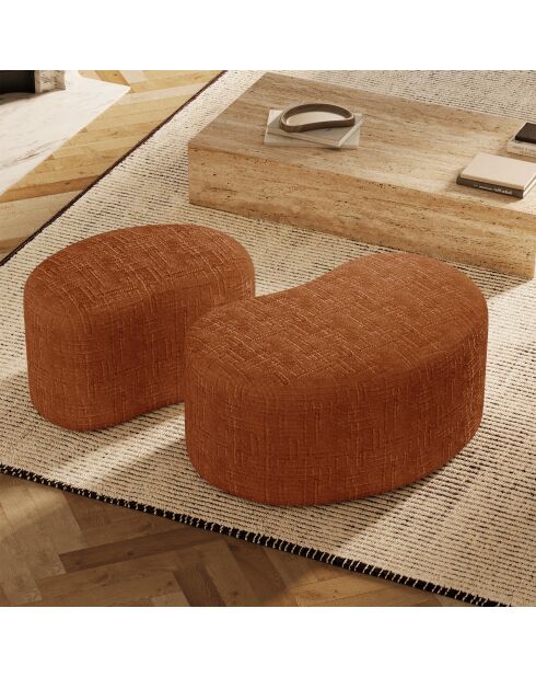 OVO Ottoman 60cm terracotta geweven fluweel - 60x38x38 cm
