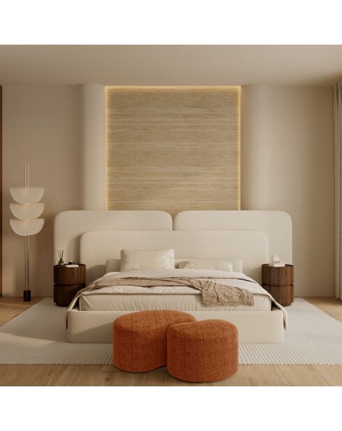 OVO Ottoman 60cm terracotta geweven fluweel - 60x38x38 cm