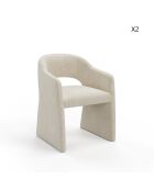 Lot de 2 petits fauteuils ARIEL velours texturé écru - 60,5x59x80,5 cm
