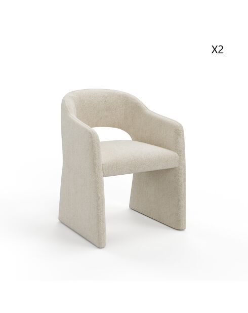 Lot de 2 petits fauteuils ARIEL velours texturé écru - 60,5x59x80,5 cm
