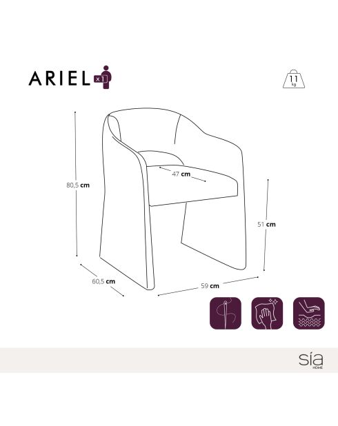 Lot de 2 petits fauteuils ARIEL velours texturé écru - 60,5x59x80,5 cm