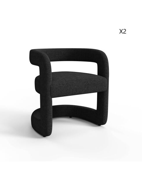 Lot de 2 chaises KLAY velours chenillé noir - 53x61x71 cm