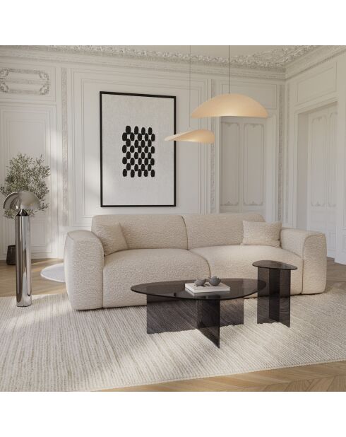 AURA Couchtisch aus grauem Glas - 90x60x36 cm