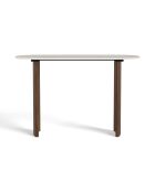 Console VERO céramique aspect travertin et pieds noyer - 110x35x80 cm