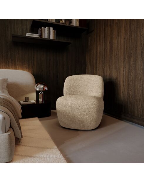 IVY draaistoel beige bouclé stof - 65x68x73 cm