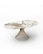 Ausziehbarer Tisch MOON XL Pandora aus Keramik und Goldbeinen - 150 - 210x150x76 cm