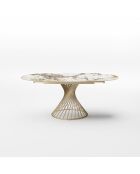 Ausziehbarer Tisch MOON XL Pandora aus Keramik und Goldbeinen - 150 - 210x150x76 cm