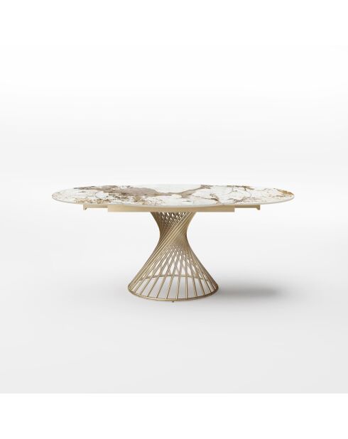 Ausziehbarer Tisch MOON XL Pandora aus Keramik und Goldbeinen - 150 - 210x150x76 cm