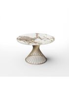 Ausziehbarer Tisch MOON XL Pandora aus Keramik und Goldbeinen - 150 - 210x150x76 cm