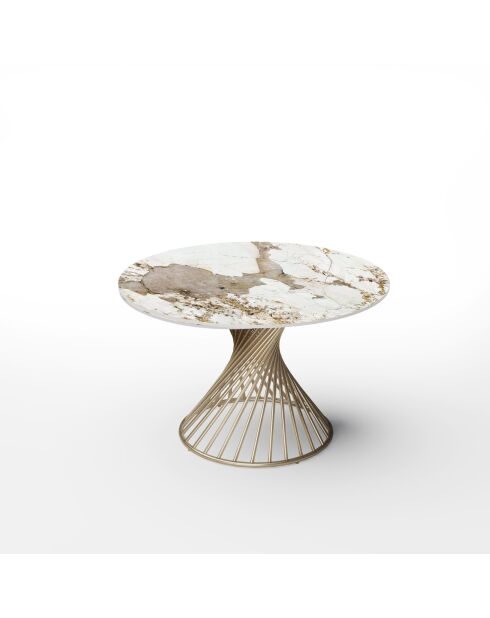 Ausziehbarer Tisch MOON XL Pandora aus Keramik und Goldbeinen - 150 - 210x150x76 cm