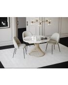 Ausziehbarer Tisch MOON XL Pandora aus Keramik und Goldbeinen - 150 - 210x150x76 cm