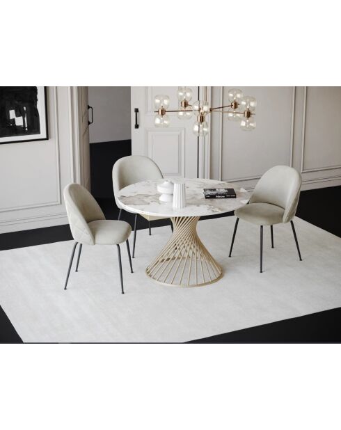 Ausziehbarer Tisch MOON XL Pandora aus Keramik und Goldbeinen - 150 - 210x150x76 cm