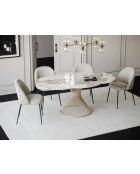 Ausziehbarer Tisch MOON XL Pandora aus Keramik und Goldbeinen - 150 - 210x150x76 cm