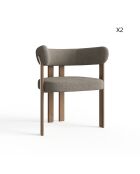 Lot de 2 petits fauteuils OREN velours chenillé taupe - 60x56x74 cm