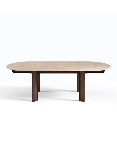 SILVA ausziehbarer Esstisch mit Bronzebeinen in Travertinoptik - 180x90x76 cm