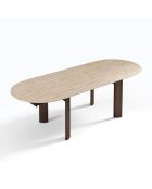 SILVA ausziehbarer Esstisch mit Bronzebeinen in Travertinoptik - 180x90x76 cm