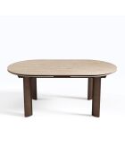 SILVA ausziehbarer Esstisch mit Bronzebeinen in Travertinoptik - 180x90x76 cm