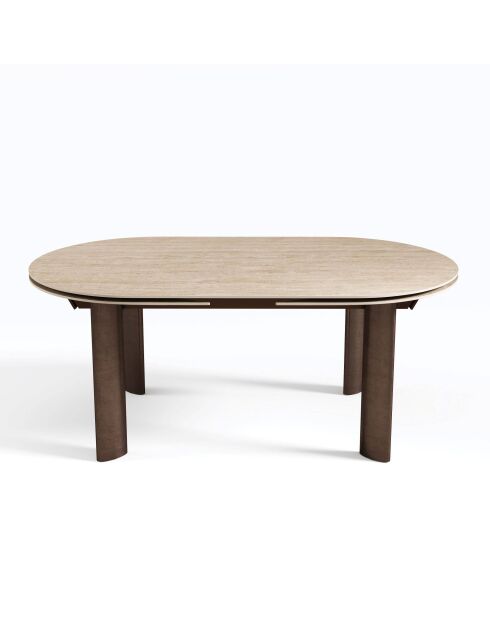 SILVA ausziehbarer Esstisch mit Bronzebeinen in Travertinoptik - 180x90x76 cm